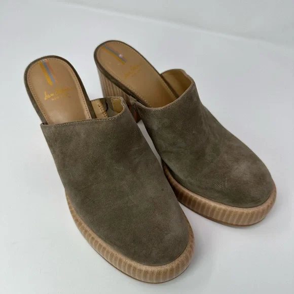 Sam Edelman Shiloh Suede Mule Heel, Olive Suede, Size 6.5 - Picture 1 of 12